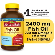 Nature Made Fish Oil 2400mg / Omega-3 720mg / 134Softgels. (imported from USA.)