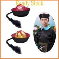 royal Chinese Court Eunuch Hat with Braids for Chinese Themed Parties and Festivals