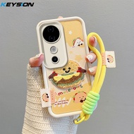 Keysion hoạt hình dễ thương Sang Trọng Thêu Trường Hợp Đối Với Vivo V40 Pro 5G Với Dây Buộc Silicone