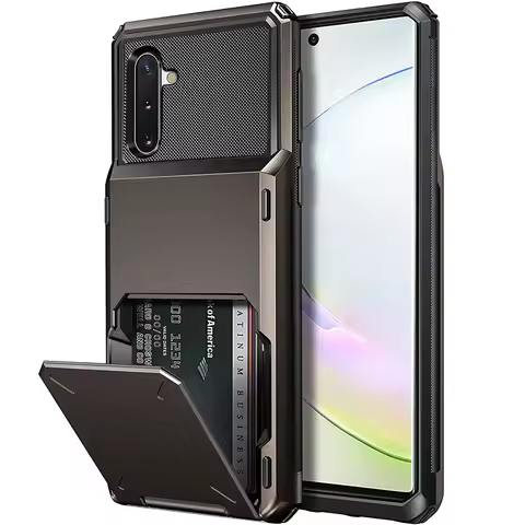 Armor Slide Wallet Card Slots Holder Case For Samsung Galaxy S21 S20 Ultra S20 FE Note 20 Ultra 9 10