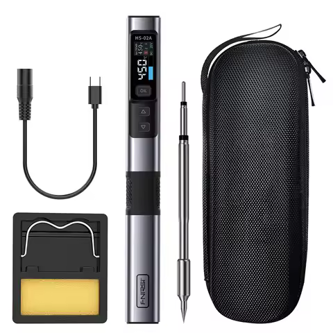 FNIRSI HS-02 100W Portable Soldering Iron Kit Soldering Iron Tips Smart Digital Soldering Iron Pen T