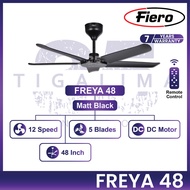 FIERO FREYA 48 Inch 5 Blades 12 Speed Forward + Reverse Remote Control DC Motor Ceiling Fan Kipas Si