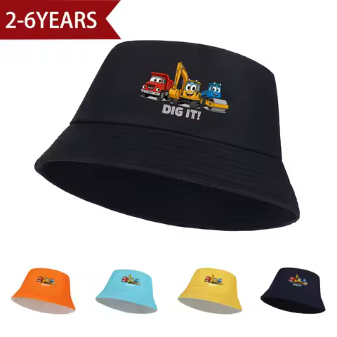 Hot Sale: Fisherman's Hat for Kids Ages 2–6 – Fun “Dig It!” Construction Vehicle Print Sun Hat – Bea