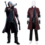 Devil May Cry 5 Dante Aged Costume Mens Jacket PU Outfit Halloween Carnival DMC5 Dante Costume Custo