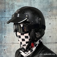 Orz Harley Retro Helmet Men's and Women's Handmade Leather Helmet 3/4 Helmet JEE7 C29W WENU 4FOW LYT