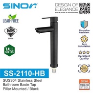 SINOR SS-2110-HS SUS304 Stainless Steel Bathroom Tall Basin Tap