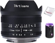 7artisans 7.5mm F2.8 II V2.0 Fisheye Lens with 190° Angle of View, Compatible with X-A1 X-A10 X-A2 X