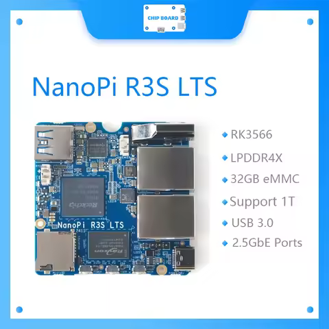 NanoPi R3S LTS Advanced RK3566 Mini Computer with Dual 2.5GbE Ports 32GB eMMC CNC Aluminum Case Linu