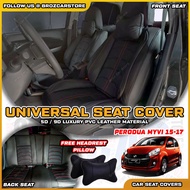 💺 For Perodua Myvi Icon PVC Luxury Car Seat Mat Myvi Seat Cover Cushion 5D 9D Black Red Sarung Lapik