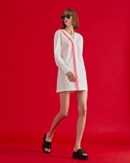 The SRT X4 TBL44 Neon Fringe Shirt Dress - เสื้อเชิ้ต แขนยาว ผ้าคอตตอน ดีเทลตกแต่งพู่