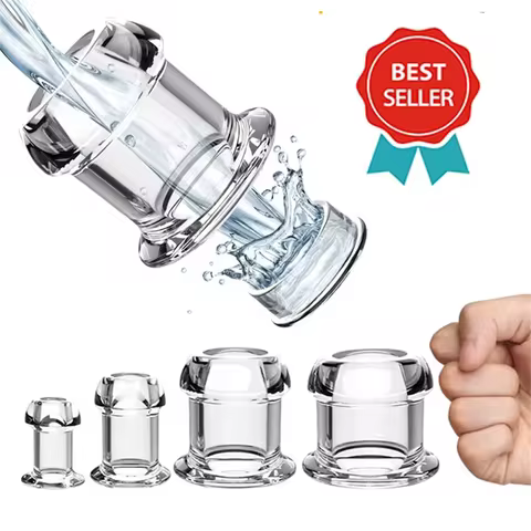 Hollow Speculum Peeking Anal Beads Butt Plug with Stopper Expander Tunnel Transparent Anus Dilation 