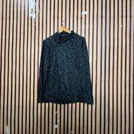 G.H. BASS KNIT ASSYMETRICAL CARDIGAN VINTAGE PULLOVER SWEATSHIRT SHIRT LONG SLEEVE BLACK LARGE 22x27