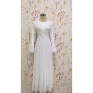 Gamis putih, gamis syari, gaun murah,gamis brokat Glitter,pakaian haji,baju haji, pakaian muslim,gam