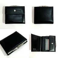 🇫🇷 Pierre Cardin Clasp Coin Pouch Leather Wallet in Black 法國牛皮黑色金屬框骹散子包銀包