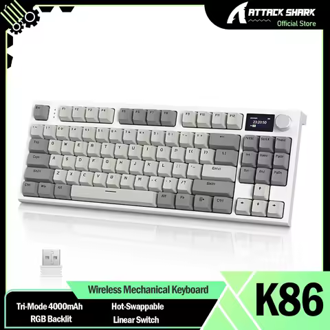 ATTACK SHARK K86 Wireless Mechanical Keyboard Apex Pro TKL, Gasket Mount with Color Display & Knob, 