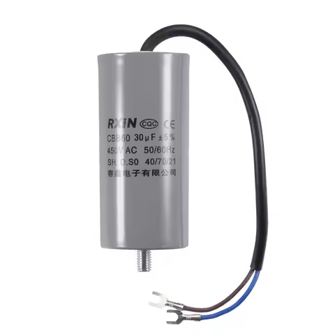 30uF-50uF CBB60 Run Capacitor 450V AC 2Wires 50/60Hz Cylinder with Terminal M8 Fixing Stud for Air C