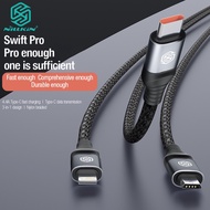 Nillkin Swift Pro 3 in 1 usb cable Micro + Type C + lightning For iPhone 15 Pro Max etc 4.4A Fast charging cable