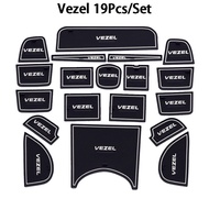 19pcs/set Honda Vezel Car Interior Door Slot Pad Auto Rubber Non-slip Gate Groove Mat Cushion Waterp