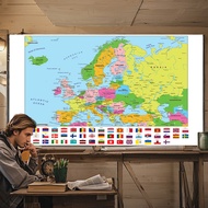 POSSBAY MAP-European Map-Political Distribution-with Flags,Educational Poster for Home Classroom,Tra