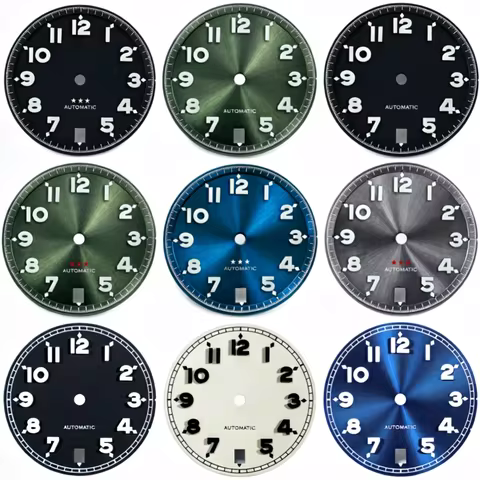 28.5mm GMT Military‑Style Aviation Watch Dial No Logo For Seiko Longines Spirit Zulu Time NH35 NH34 