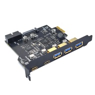 5-Ports 10Gbps PCI-e  PCI Express to USB 3.2 GEN 1 Expansion Card  Hub Board Adapter for Desktop PC 