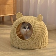 【免運】貓窩藤編封閉式貓咪夏季貓屋透氣貓床竹編狗窩編織寵物窩