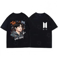 [ada stok] Baju T-Shirt Pasanan Y2K BTS Tae V Cetakan Kasual Lonar Lengan Pendek Fesyen Harajuku BT2