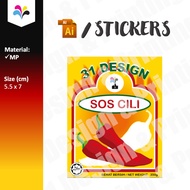 Customise sos cili label sticker chilli sauce bottle company stickers printing design AI file Illust