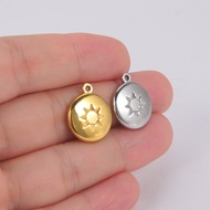 Factory Direct Sales Foreign Trade Hot Sale 18K Real Gold Plating Non-Fading Diy Accessories Round Brand Eight Awn Star Stainless Steel Pendant