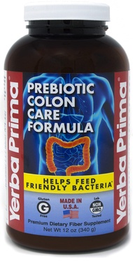 Yerba Prima Prebiotic Colon Care Formula Powder 12 oz - Natural Psyllium Fiber, FOS, Magnesium, Sele