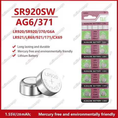 5/10 PCS 1.55V AG6 High Stability Button Coin Cell Battery SR920SW LR920 SR927 371 370 171 LR69 L921