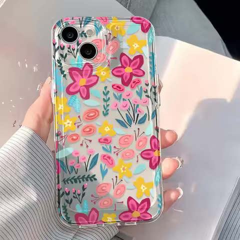 Flower Clear Phone Case For iPhone 17 16 Pro Max Clear Case iPhone 11 15 12 13 14 Pro Max Case 17 Ai