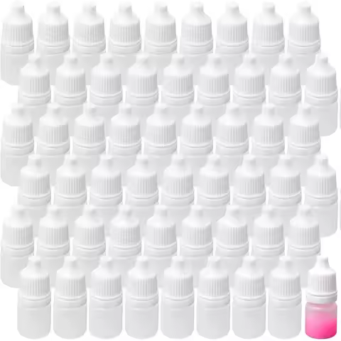 100PCS 3-50ML Plastic Empty Squeezable Dropper Bottles Portable Eye Drops Containers with Screw Cap 