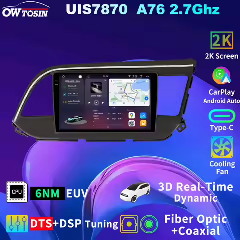 QLED 2K Screen A7870 2.6GHz Android 13 Car GPS Radio Player For Hyundai Elantra 2018-2020 Bluetooth 
