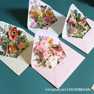 🚓New Creative3DThree-Dimensional Flower Greeting Card Blessing Birthday Thanksgiving Christmas New Year Gift Card with E