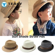 TEALYMY Straw Fedora Hat, Trilby Breathable Sun Cap, Outdoor Straw Short Brim Floral Hat Man