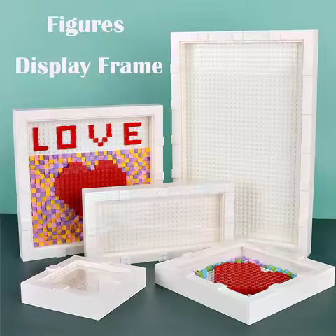 New Display Frame Case for Figures Collection with Classic Dots Base Plate Creative DIY MOC Building