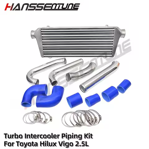 HANSSENTUNE Aluminum 510 X 230 X 50mm Intercooler + Turbo Intercooler Piping Kit For Toyota Hilux Vi
