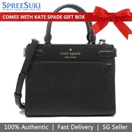 Kate Spade Handbag In Gift Box Crossbody Bag Staci Small Satchel Saffiano Leather Black # WKRU7097