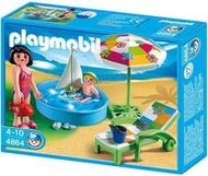 [4Fun] 全新 盒裝 Playmobil 4864 媽媽 小孩 戲水組 躺椅 陽傘 泳池 海邊 沙灘 海灘 夏天