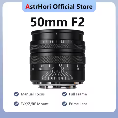 AstrHori 50mm F2 Full Frame Large Aperture Portrait Lens for Sony E Fuji FX X-T5 Canon RF R50 R10 Ni