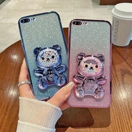 For IPhone 7 Plus Case Soft Silicone Bling Electroplated TPU Cell Phone Casing For IPhone 8 Plus Back Cover Cute Bear Stand