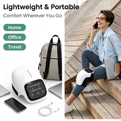 Air Compression Leg Massager Vibration Heat Portable Knee Massage Device for Joint Care Knee Support