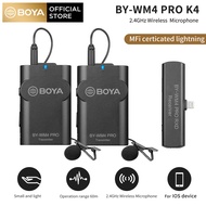 BOYA BY-WM4 Pro K1-K6 Professional ตัวเก็บประจุไฟฟ้าไร้สายไมโครโฟนระบบไมโครโฟนหนีบปกเสื้อไมค์สัมภาษณ์สำหรับ DV สมาร์ทโฟน DSLR Canon Nikon กล้องสำหรับที่ถ่ายทอดสดVlogging