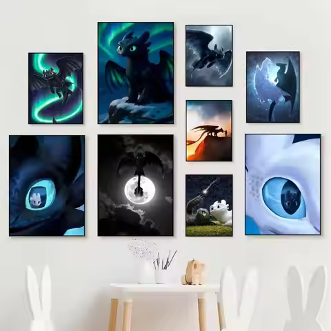 Cartoon Anime How To T-Train Your D-Dragon Manga Posters Self Adhesive Waterproof Ideal For Living R