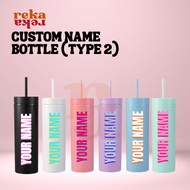 REKA Custom Name Water Bottle Cup Tumbler Typo Girl Pink Drink Straw Cold Ice Cute