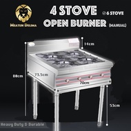 Stainless Steel 4 Stove Open Burner Manual Dapur Kwali Range Masak Clay Pot Sizzling Four Empat Stand Leg Gas Standing