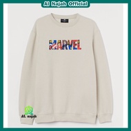 MARVEL MEN'S CREWNECK Sweater Cream Big Size S M L XL XXL