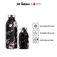 24Bottles Clima vacuum thermos with Ebony Rose pattern, stainless steel