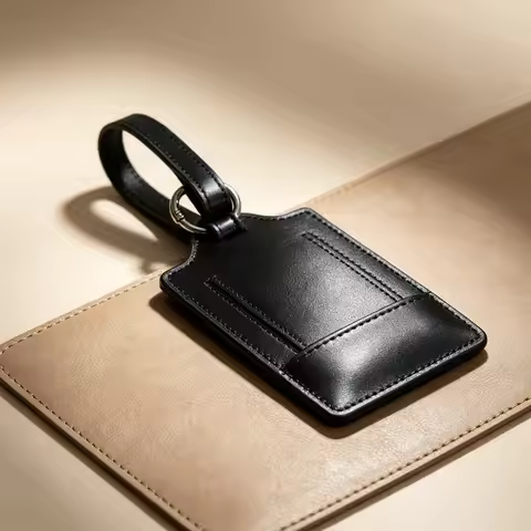 Genuine Leather Luggage Tag Suitcase Label Baggage Boarding Tag ID Address Holder Travel Tag